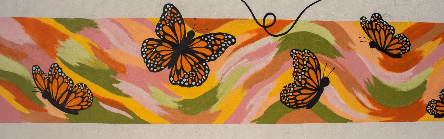Mural de mariposas monarca en Privada Monarca